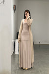 SWAYING/KNIT seamless halter neck long skirt SW24SS2L17 almond color PS68